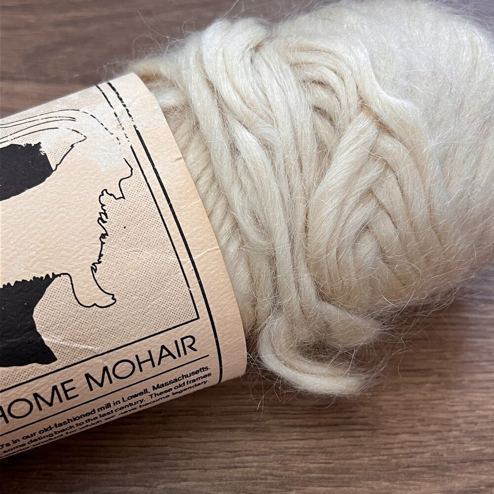 Vintage Mohair Natural Fiber Hand Spun Ivory Heavy Yarn- Mountain Home Mohair